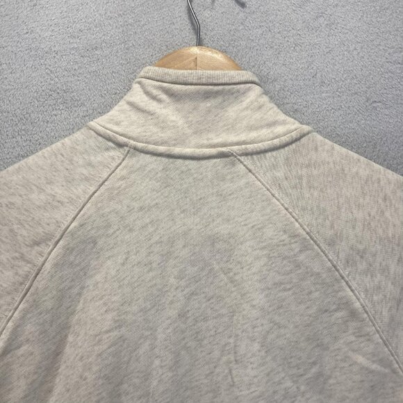 Fabletics 1/4 Zip Pullover Sweater Mens Medium Oatmeal Athletic Raglan Comfy - Picture 14 of 16